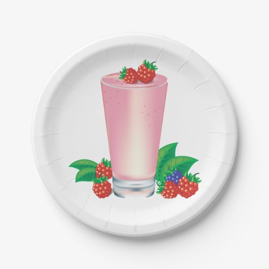 Verfrissende Berry Smoothie Roze Drink Papieren Bordje (Voorkant)