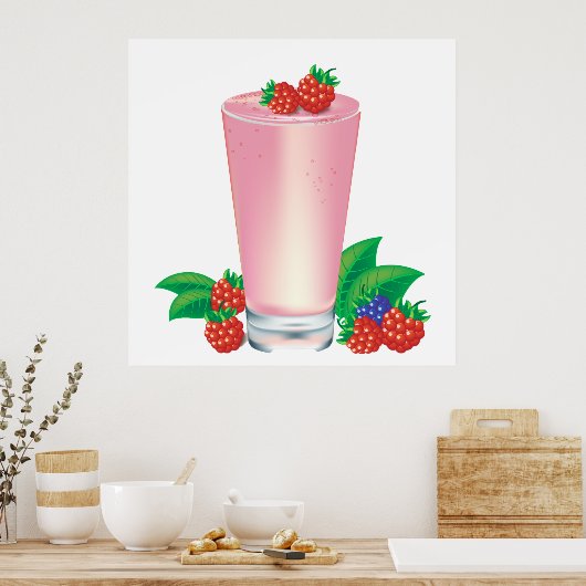 Verfrissende Berry Smoothie Roze Drink Poster (Keuken)