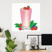 Verfrissende Berry Smoothie Roze Drink Poster (Thuiskantoor)
