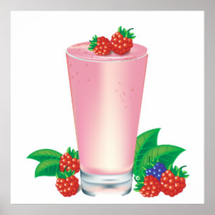 Verfrissende Berry Smoothie Roze Drink Poster