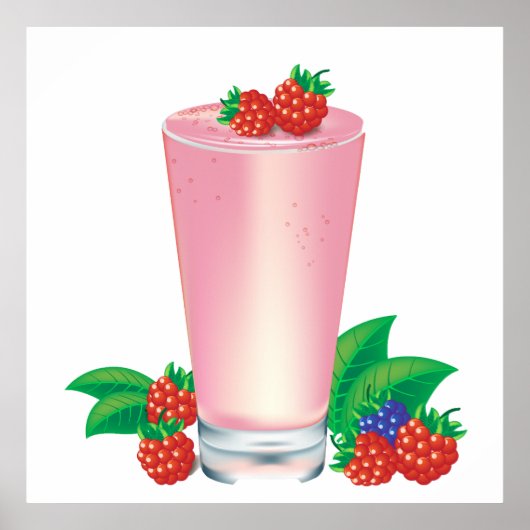 Verfrissende Berry Smoothie Roze Drink Poster (Voorkant)
