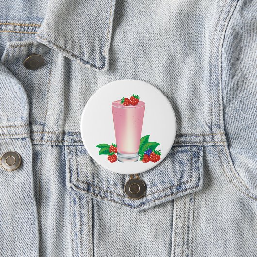 Verfrissende Berry Smoothie Roze Drink Ronde Button 7,6 Cm