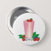 Verfrissende Berry Smoothie Roze Drink Ronde Button 7,6 Cm (Voorkant /achterkant)