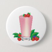 Verfrissende Berry Smoothie Roze Drink Ronde Button 7,6 Cm (Voorkant)
