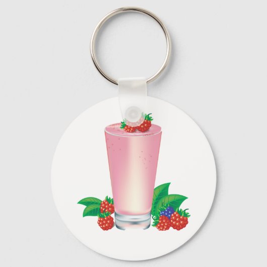 Verfrissende Berry Smoothie Roze Drink Sleutelhanger (Voorkant)