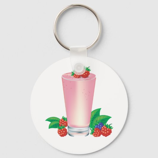 Verfrissende Berry Smoothie Roze Drink Sleutelhanger (Achterkant)