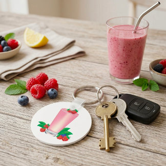 Verfrissende Berry Smoothie Roze Drink Sleutelhanger