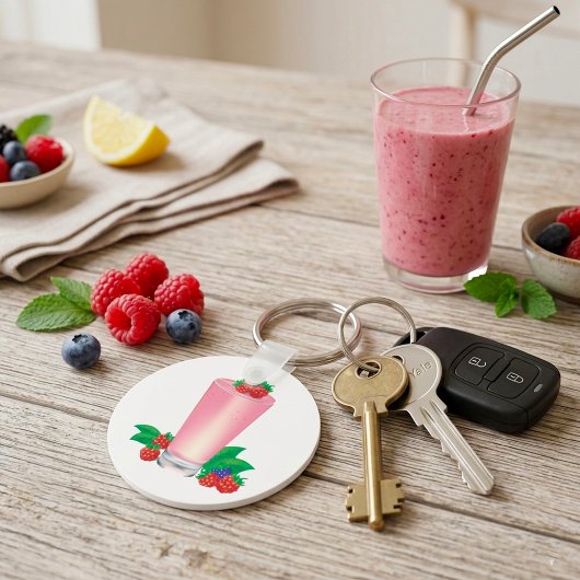 Verfrissende Bessensmoothie Roze Drank  Sleutelhanger