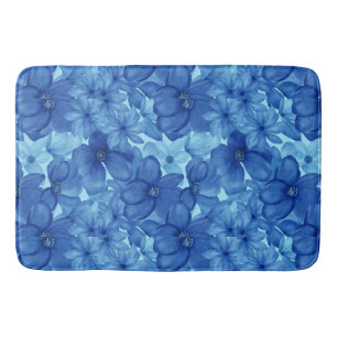 Verfrissende Blauwe Aquarel Bloemen Badmat