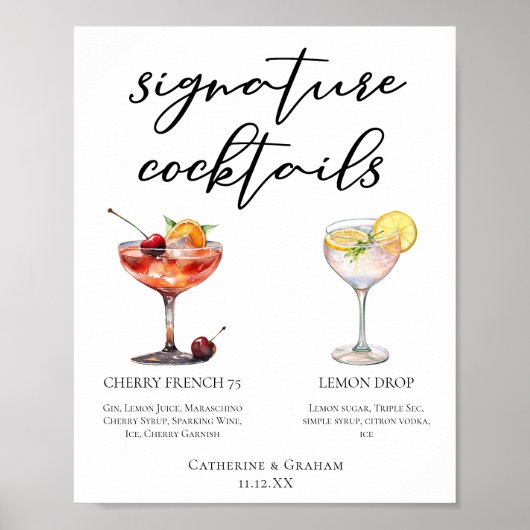 Verfrissende Fruit Signature Cocktails Wedding Men Poster (Voorkant)