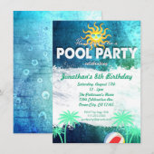 Verfrissende groepspartij Birthday-uitnodiging Kaart (Voorkant / Achterkant)