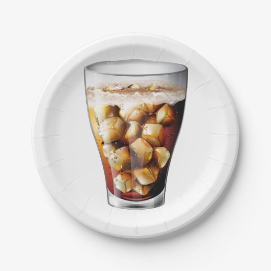 Verfrissende Ice-Cold Soda Drink met Bubbles Papieren Bordje (Voorkant)