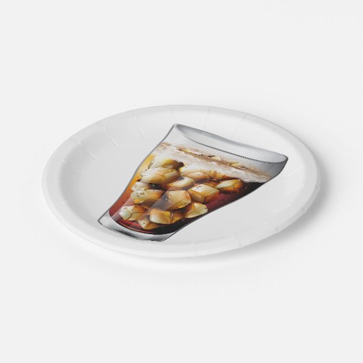 Verfrissende Ice-Cold Soda Drink met Bubbles Papieren Bordje (Gekanteld)