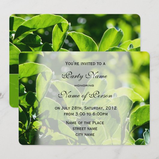 Verfrissende lente, zomergroen verlaat alle feest kaart (Voorkant / Achterkant)