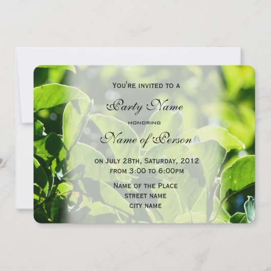 Verfrissende lente, zomergroen verlaat alle feest kaart (Voorkant)