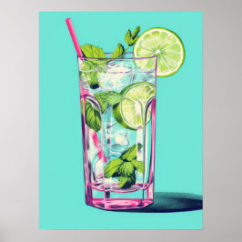 Verfrissende Limoen & Mint Splash Poster