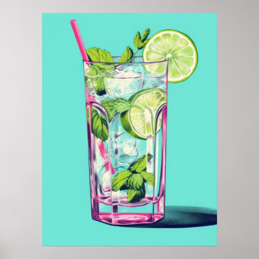 Verfrissende Limoen & Mint Splash Poster (Voorkant)
