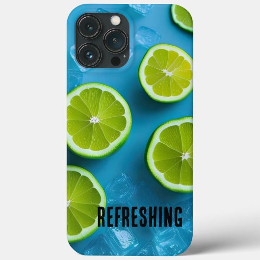 Verfrissende Limoen Slices en Ice on Blue Case-Mate iPhone Case (Achterkant)