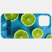 Verfrissende Limoen Slices en Ice on Blue Case-Mate iPhone Case (Achterkant (horizontaal))