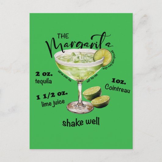 Verfrissende Margarita Cocktail Recept Bar Art Briefkaart (Voorkant)