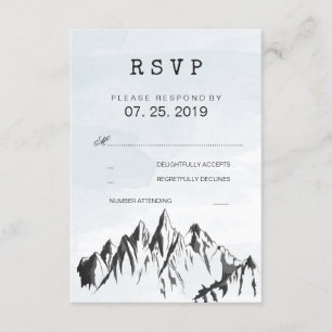Verfrissende Mountain Woodland Forest bruiloft RSV RSVP Kaartje