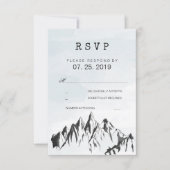 Verfrissende Mountain Woodland Forest bruiloft RSV RSVP Kaartje (Voorkant)