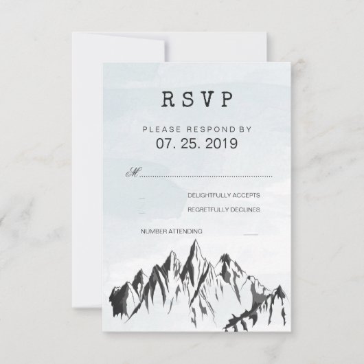 Verfrissende Mountain Woodland Forest bruiloft RSV RSVP Kaartje (Voorkant)