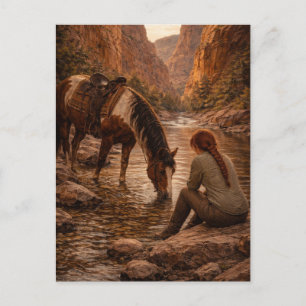 Verfrissende pauze Paardenkunst Ansichtkaart Briefkaart