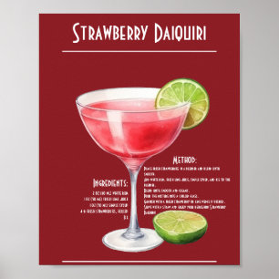 Verfrissende Strawberry Daiquiri Receptenbalk Poster