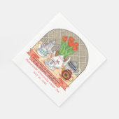 Verfrissende theepotten en tulpen Koraal Tea Party Servet (Hoek)