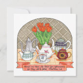 Verfrissende theepotten met Scripture Tea Party Kaart (Achterkant)