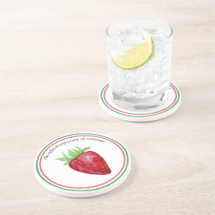 Verfrissingssmaak van zomeraardbei zandsteen onderzetter