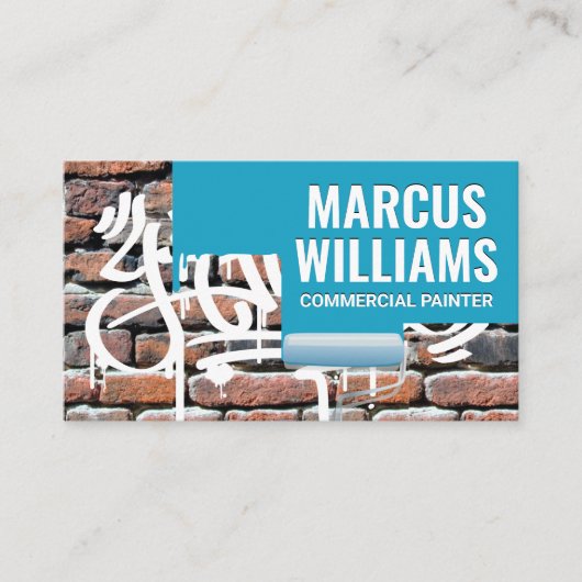 verfrol | Geschilderde bakstenen muur met graffiti Visitekaartje (Voorkant)