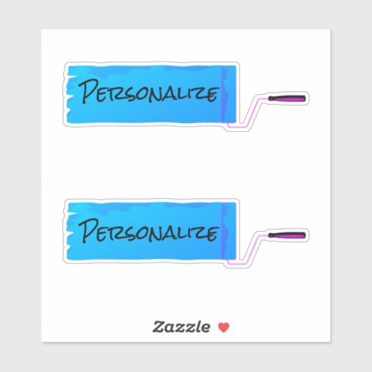 Verfrol natte verf blauw sticker (Vel)