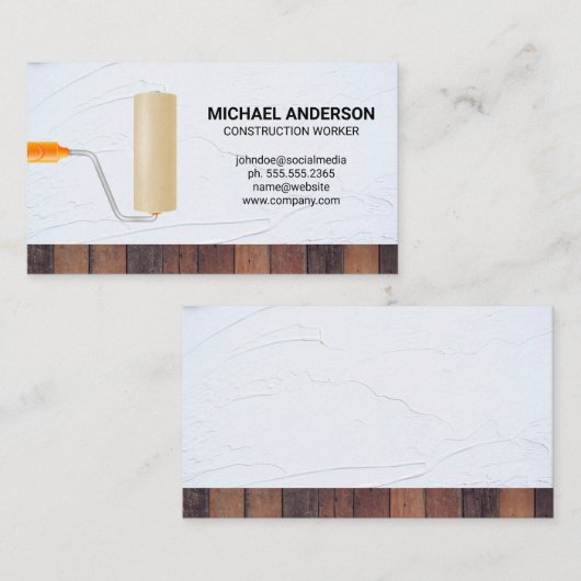 Verfroller | Spackel | Hout Visitekaartje (Voorkant / Achterkant)