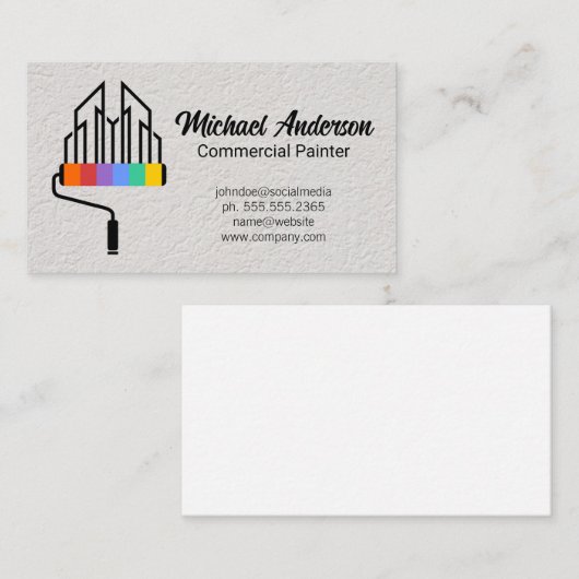 Verfroller Stad Logo | Textuur Muur Visitekaartje (Voorkant / Achterkant)