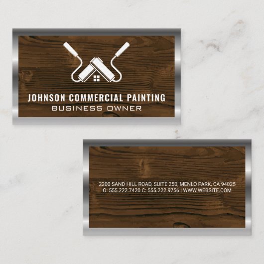 Verfrollers | Hout en Metaal Visitekaartje (Voorkant / Achterkant)