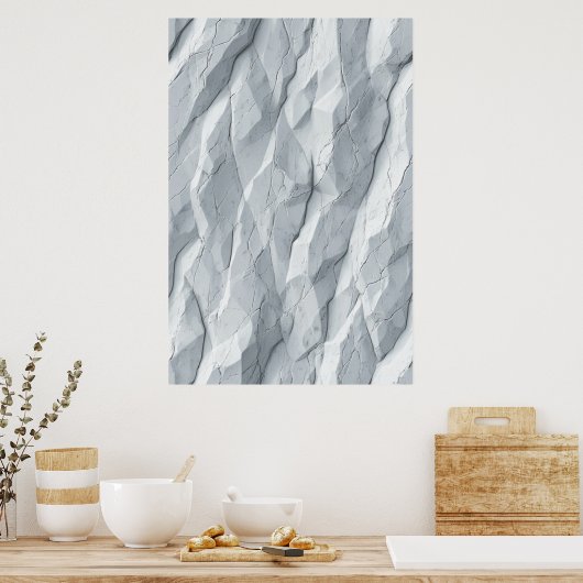 Verfrommeld oppervlak met facetten: Abstracte geom Poster (Keuken)