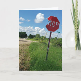 "Verfrommeld Stopbord" Verjaardagskaart Kaart