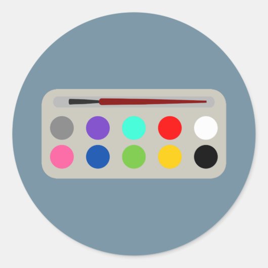 Verfset en verfpenseel ronde sticker (Voorkant)