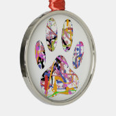 Verfspat Hond Pootafdruk Metalen Ornament (Rechts)