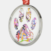 Verfspat Hond Pootafdruk Metalen Ornament (Links)