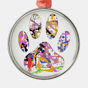 Verfspat Hond Pootafdruk Metalen Ornament