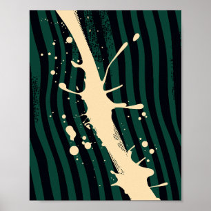 Verfspat op groene en zwarte golvende achtergrond poster