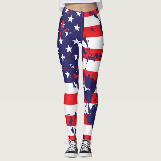Verfspatten Amerikaanse vlag Leggings (Voorkant)