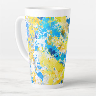 Verfspatten Blauw en Geel Latte Mok
