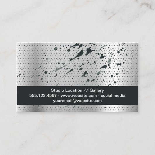 verfspatten | Geperforeerde metalen achtergrond Visitekaartje (Achterkant)