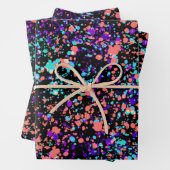 verfspatten | Groen paars koraal op zwart | Inpakpapier Vel (In situ)