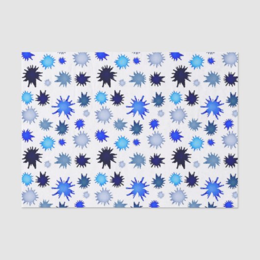 Verfspatten in blauw patroon tissuepapier (Voorkant)
