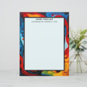 Verfspatten in zonsondergang kleuren briefpapier (Staand voorkant)